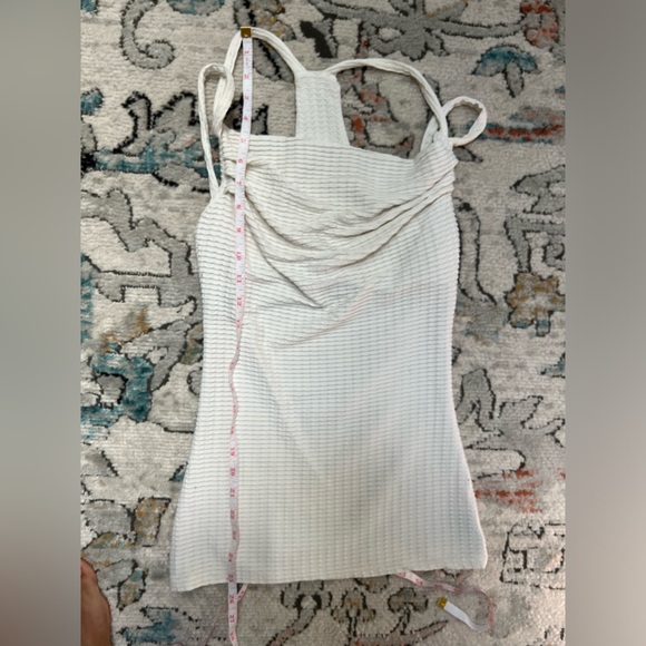 Racerback Textured White Athleisure Tank with Built In Bra - Picture 2 of 5